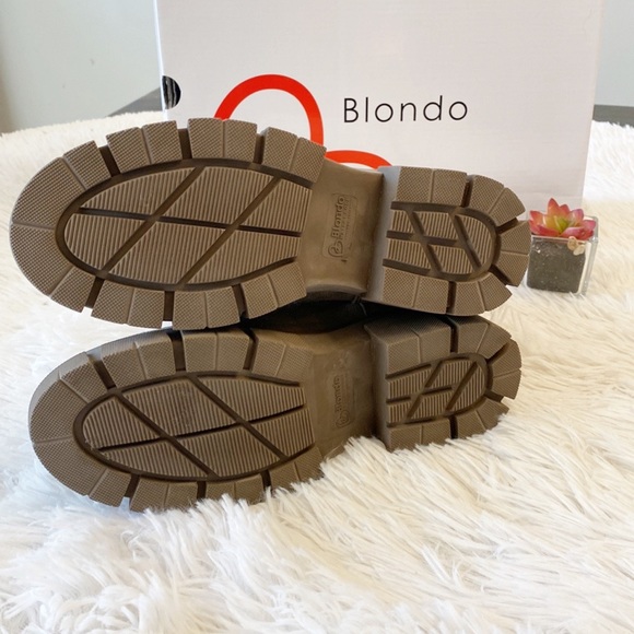 $160 NEW BLONDO x Zappos Plaza Taupe Suede Faux Fur heel ankle bootie women’s 7 - Picture 6 of 8